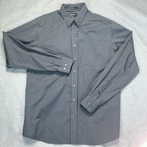 Eddie Bauer Men's Wrinkle Resistant Striped Black White L Tall